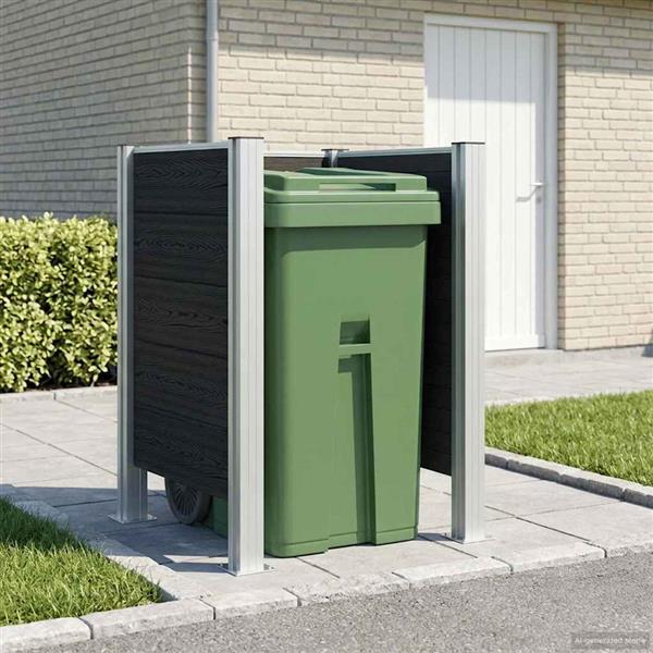 Grote foto vidaxl afvalbak schutting grijs 85 x 85 x 115 cm aluminium en wpc tuin en terras overige tuin en terras