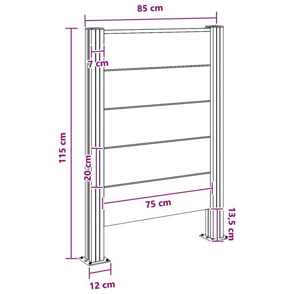 Grote foto vidaxl afvalbak schutting bruin 85 x 12 x 115 cm aluminium en wpc tuin en terras overige tuin en terras