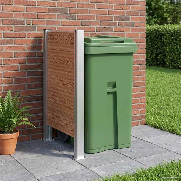 Grote foto vidaxl afvalbak schutting bruin 85 x 12 x 115 cm aluminium en wpc tuin en terras overige tuin en terras