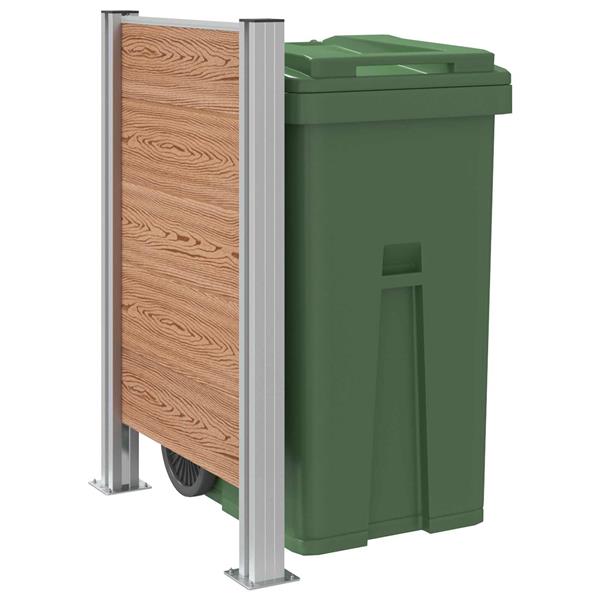 Grote foto vidaxl afvalbak schutting bruin 85 x 12 x 115 cm aluminium en wpc tuin en terras overige tuin en terras