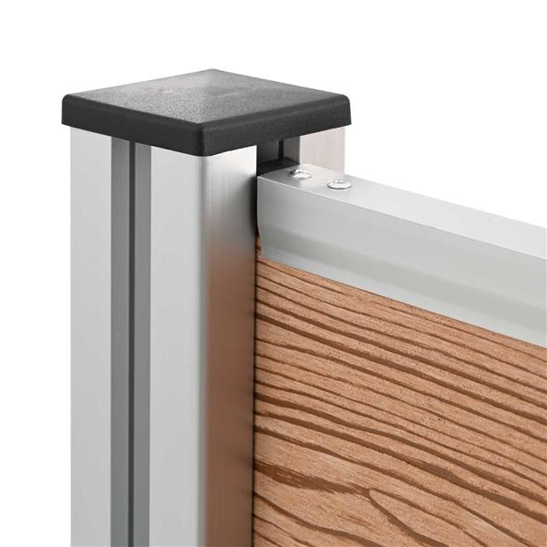 Grote foto vidaxl afvalbak schutting bruin 85 x 12 x 115 cm aluminium en wpc tuin en terras overige tuin en terras