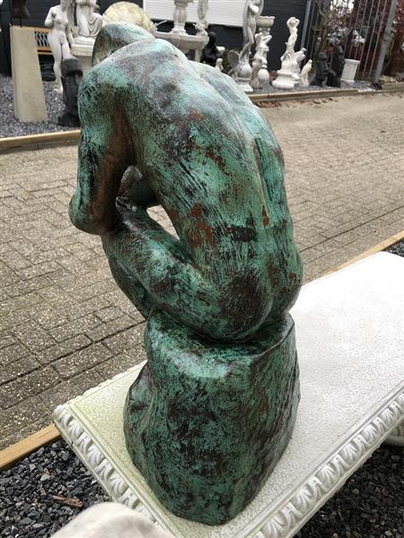 Grote foto sculptuur verkoperd gietijzeren beeld de denker geweldig mooi beeld tuin en terras tuindecoratie