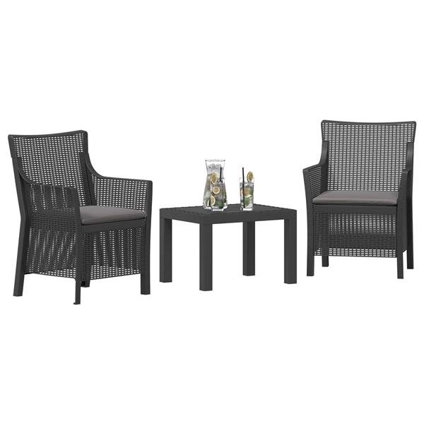 Grote foto vidaxl loungeset met kussen 3 pcs antracietkleurig pp tuin en terras tuinmeubelen