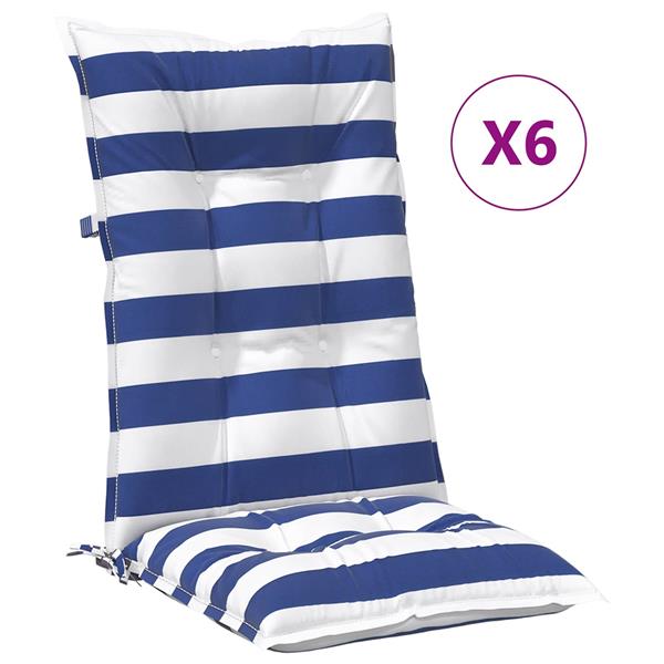 Grote foto vidaxl tuinkussen 6 st blauw en wit 120 x 50 x 7 cm stof huis en inrichting woningdecoratie