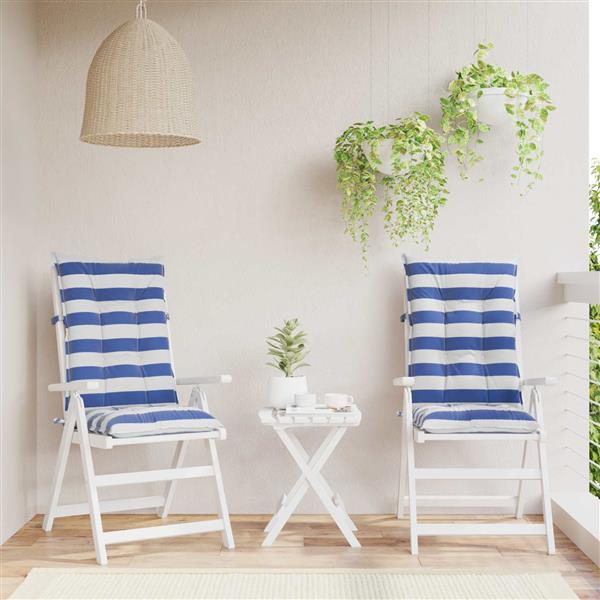Grote foto vidaxl buiten kussen 2 pcs blauw en wit 120 x 50 x 7 cm stof huis en inrichting woningdecoratie