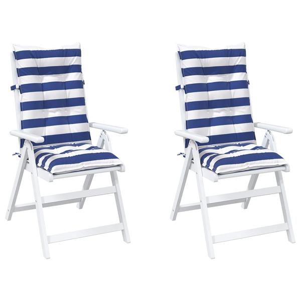 Grote foto vidaxl buiten kussen 2 pcs blauw en wit 120 x 50 x 7 cm stof huis en inrichting woningdecoratie