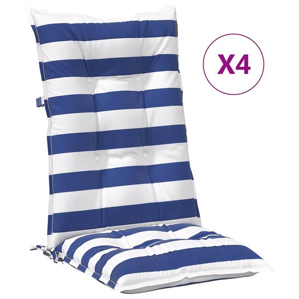 Grote foto vidaxl buiten kussen 4 pcs blauw en wit 120 x 50 x 7 cm stof huis en inrichting woningdecoratie