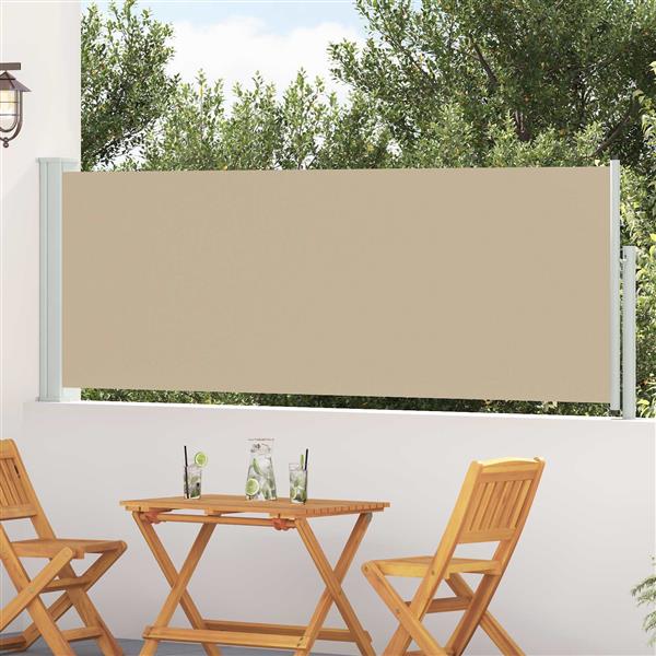 Grote foto vidaxl uittrekbaar zijscherm beige 300 x 100 cm polyester tuin en terras overige tuin en terras