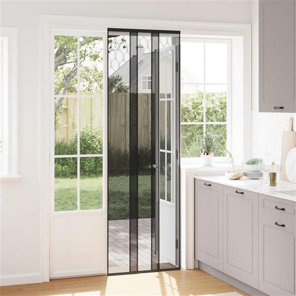 Grote foto vidaxl insect deurenscherm met gaaskleed zwart polyester doe het zelf en verbouw deuren en horren