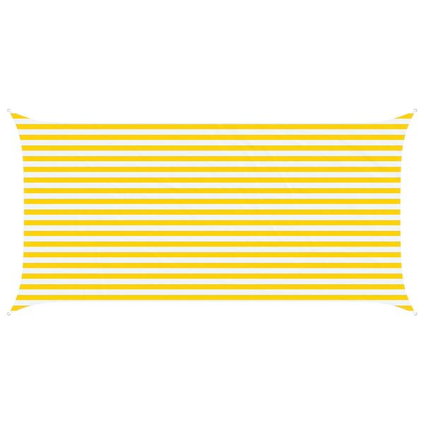 Grote foto vidaxl zonneschaduwzeil geel en wit 5 x 2 5 m 100 polyester oxford tuin en terras overige tuin en terras