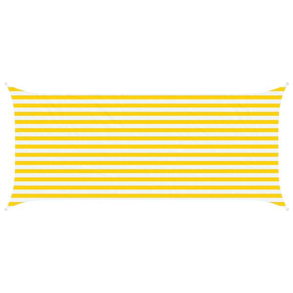 Grote foto vidaxl zonneschaduwzeil geel en wit 4 5 x 2 m 100 polyester oxford tuin en terras overige tuin en terras