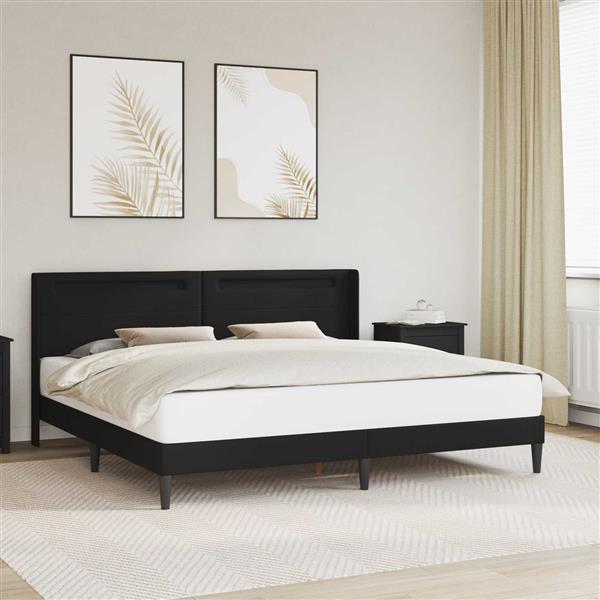 Grote foto vidaxl bedframe met led stripverlichting zwart 200 x200 cm kunstleer antiek en kunst stoelen en banken