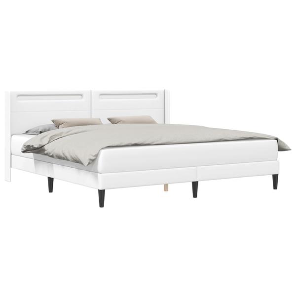 Grote foto vidaxl bedframe met led stripverlichting wit 180 x 200 cm kunstleer antiek en kunst stoelen en banken