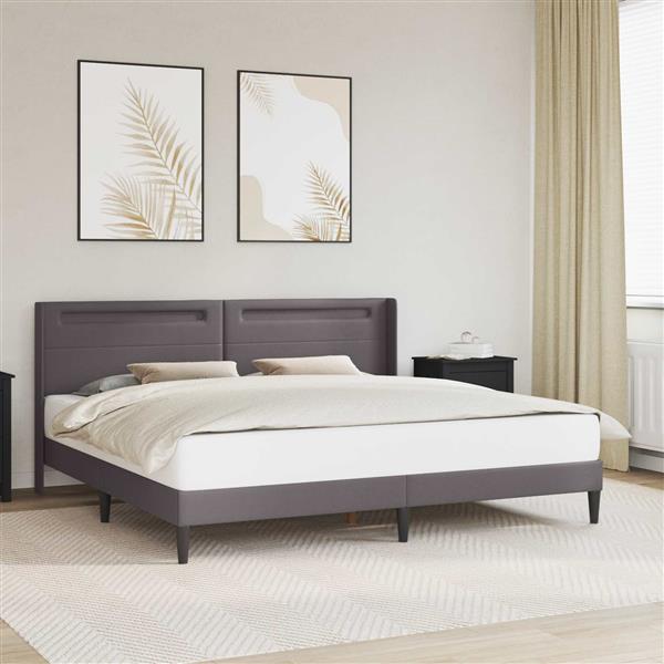 Grote foto vidaxl bedframe met led stripverlichting grijs 180 x 200 cm kunstleer antiek en kunst stoelen en banken