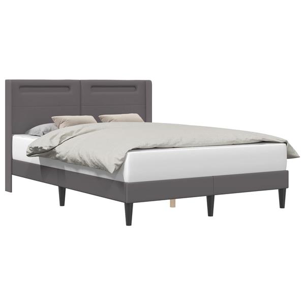 Grote foto vidaxl bedframe met led stripverlichting grijs 120 x 200 cm kunstleer antiek en kunst stoelen en banken