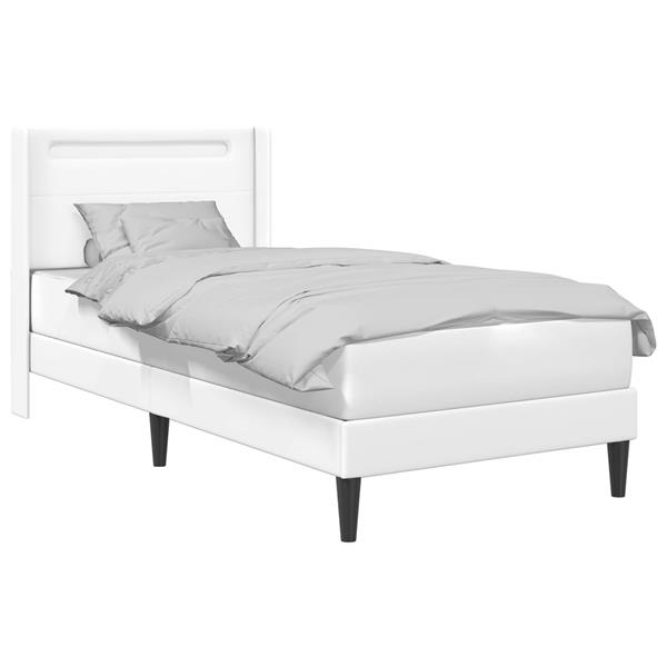 Grote foto vidaxl bedframe met led stripverlichting wit 100 x 200 cm kunstleer antiek en kunst stoelen en banken