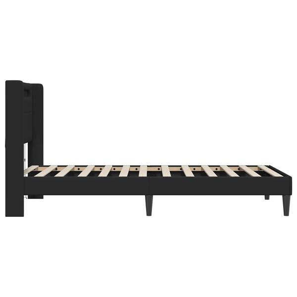 Grote foto vidaxl bedframe met led stripverlichting zwart 90 x 200 cm kunstleer antiek en kunst stoelen en banken