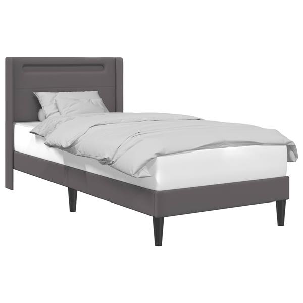 Grote foto vidaxl bedframe met led stripverlichting grijs 80 x 200 cm kunstleer antiek en kunst stoelen en banken