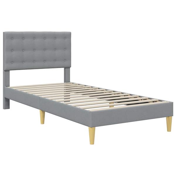 Grote foto vidaxl bedframe met hoofdeinde lichtgrijs 100 x 200 cm stof antiek en kunst stoelen en banken