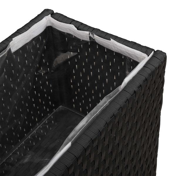 Grote foto vidaxl hoge plantenbak zwart 55 x 22 x 70 cm polyrattan tuin en terras overige tuin en terras