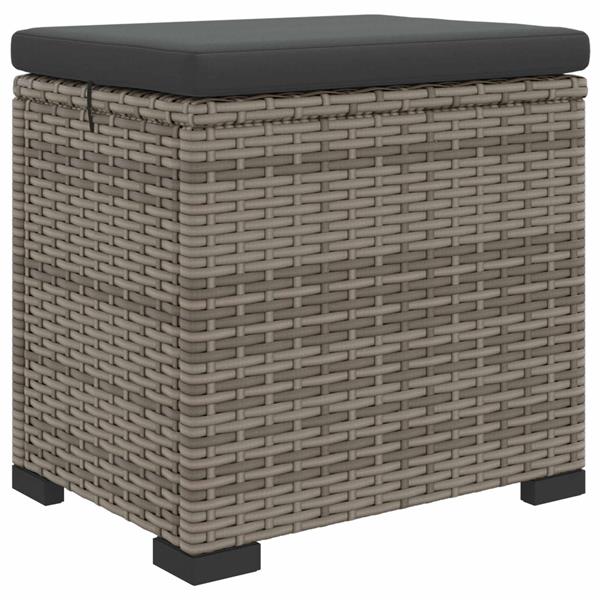 Grote foto vidaxl tuinvoetbank met kussen 2 stuks grijs polyrattan huis en inrichting bankstellen