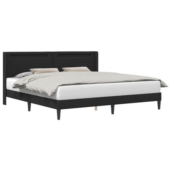 Grote foto vidaxl bedframe met led stripverlichting zwart 200 x200 cm kunstleer antiek en kunst stoelen en banken