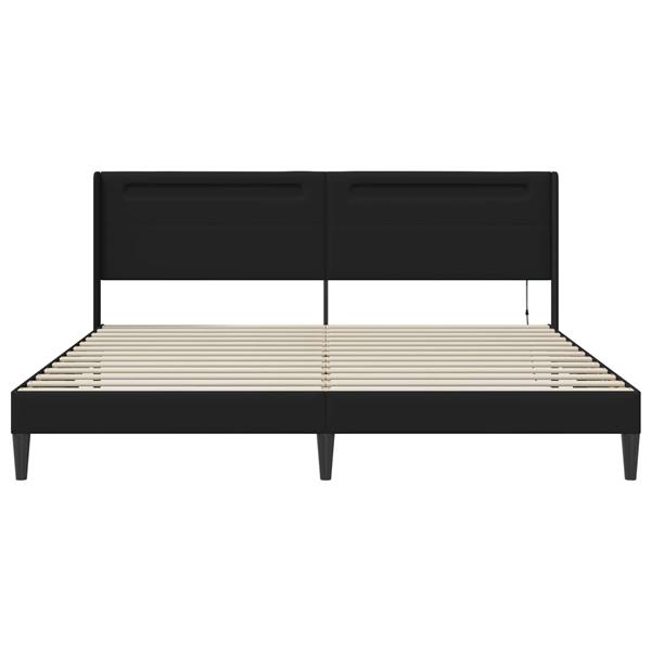 Grote foto vidaxl bedframe met led stripverlichting zwart 200 x200 cm kunstleer antiek en kunst stoelen en banken