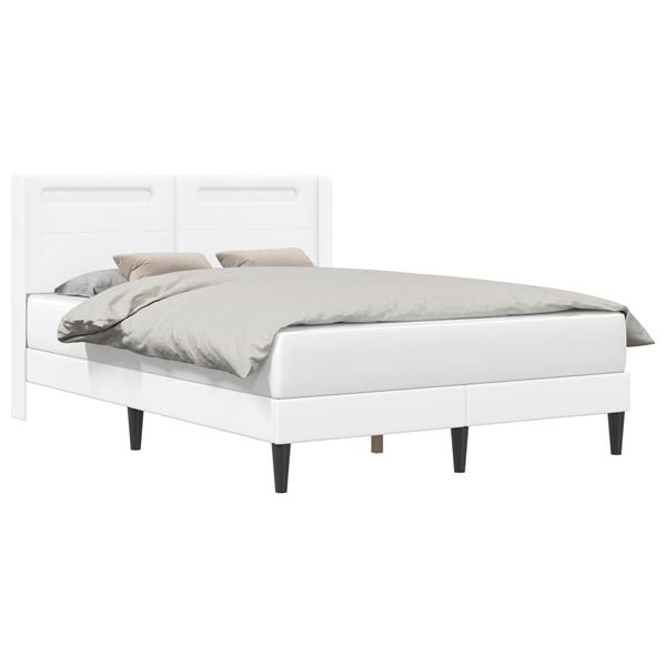 Grote foto vidaxl bedframe met led stripverlichting wit 160 x 200 cm kunstleer antiek en kunst stoelen en banken