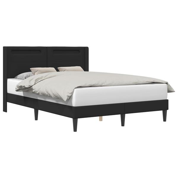 Grote foto vidaxl bedframe met led stripverlichting zwart 140 x 190 cm kunstleer antiek en kunst stoelen en banken