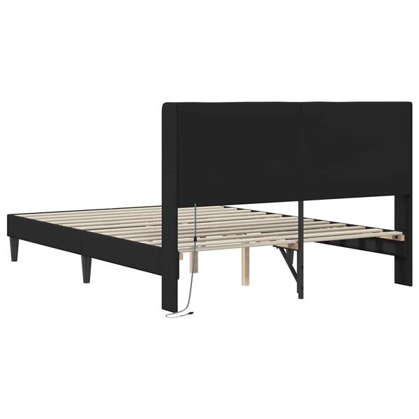 Grote foto vidaxl bedframe met led stripverlichting zwart 120 x 200 cm kunstleer antiek en kunst stoelen en banken