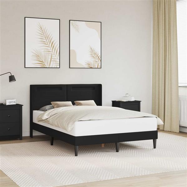 Grote foto vidaxl bedframe met led stripverlichting zwart 120 x 190 cm kunstleer antiek en kunst stoelen en banken