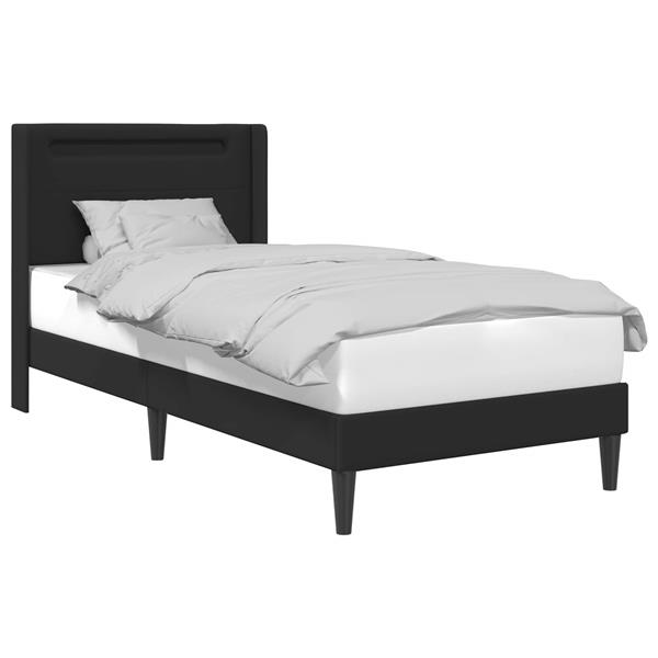 Grote foto vidaxl bedframe met led stripverlichting zwart 90 x 200 cm kunstleer antiek en kunst stoelen en banken