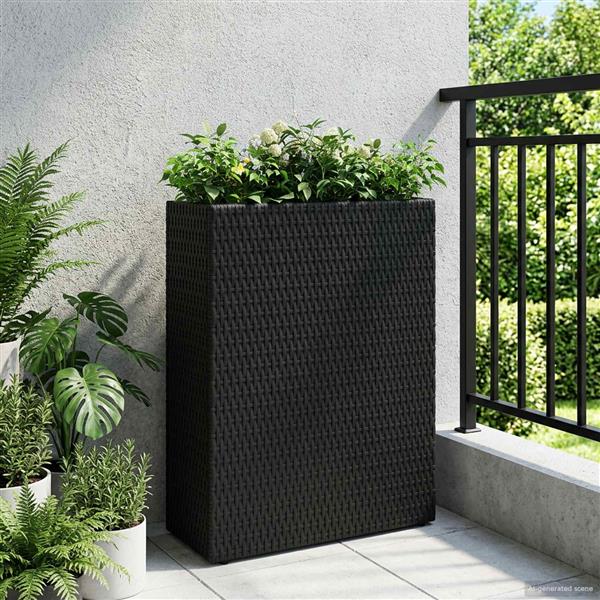 Grote foto vidaxl hoge plantenbak zwart 55 x 22 x 70 cm polyrattan tuin en terras overige tuin en terras