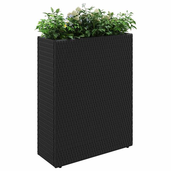 Grote foto vidaxl hoge plantenbak zwart 55 x 22 x 70 cm polyrattan tuin en terras overige tuin en terras