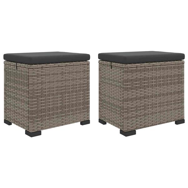 Grote foto vidaxl tuinvoetbank met kussen 2 stuks grijs polyrattan huis en inrichting bankstellen
