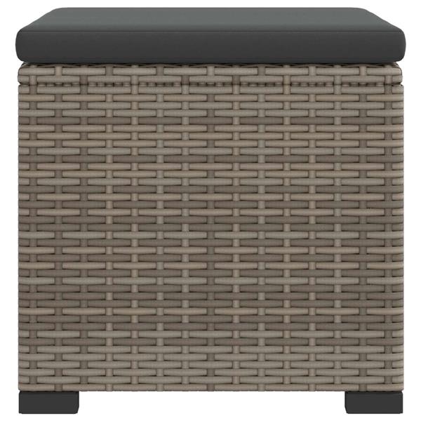 Grote foto vidaxl tuinvoetbank met kussen 2 stuks grijs polyrattan huis en inrichting bankstellen