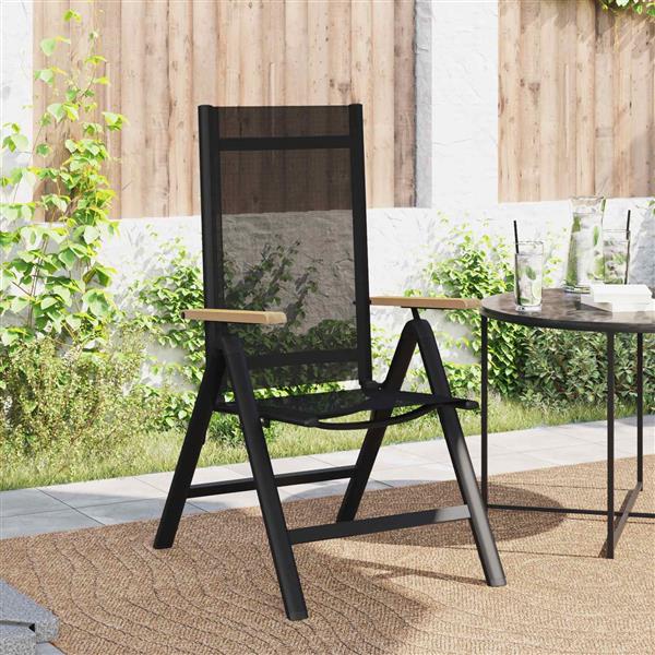 Grote foto vidaxl recliner tuinstoelen 2 pcs zwart 58 x 73 x 111 5 cm textileen tuin en terras tuinmeubelen
