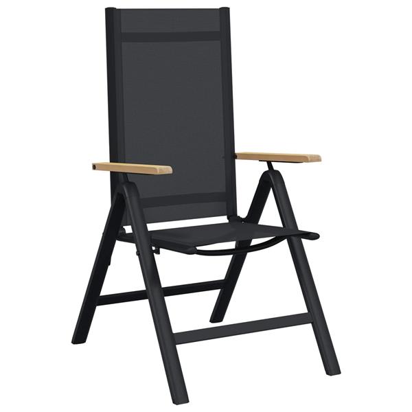 Grote foto vidaxl recliner tuinstoelen 2 pcs zwart 58 x 73 x 111 5 cm textileen tuin en terras tuinmeubelen