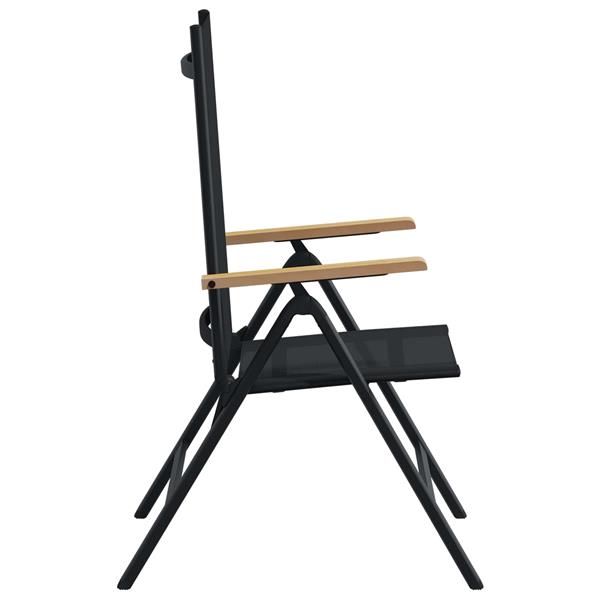 Grote foto vidaxl recliner tuinstoelen 2 pcs zwart 58 x 73 x 111 5 cm textileen tuin en terras tuinmeubelen