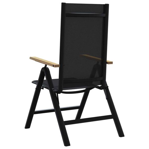 Grote foto vidaxl recliner tuinstoelen 2 pcs zwart 58 x 73 x 111 5 cm textileen tuin en terras tuinmeubelen