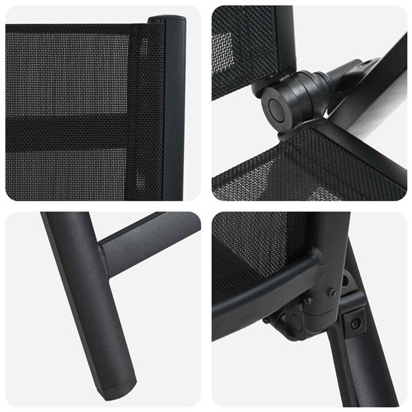 Grote foto vidaxl recliner tuinstoelen 2 pcs zwart 58 x 73 x 111 5 cm textileen tuin en terras tuinmeubelen