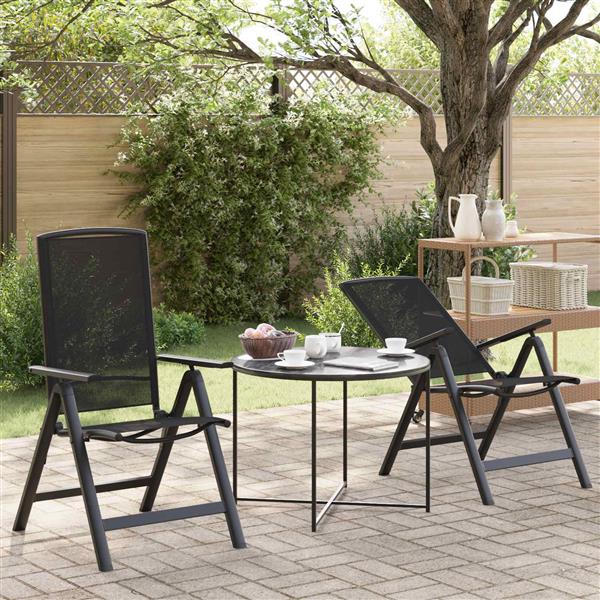 Grote foto vidaxl recliner tuinstoelen 2 pcs zwart 58 x 71 x 112 cm textileen tuin en terras tuinmeubelen