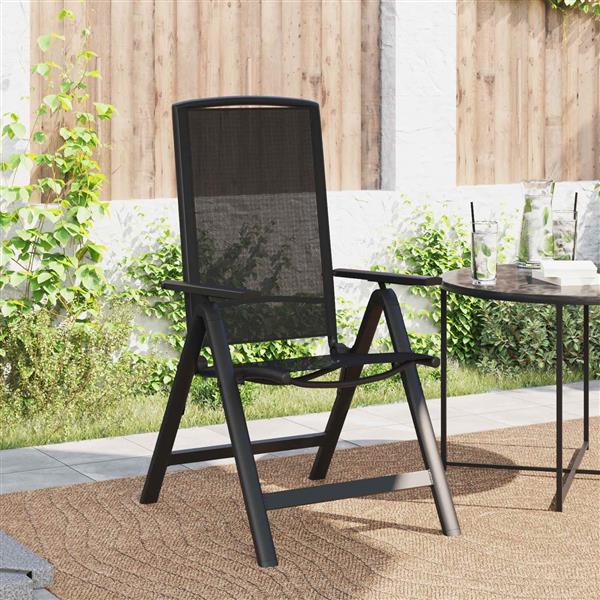 Grote foto vidaxl recliner tuinstoelen 2 pcs zwart 58 x 71 x 112 cm textileen tuin en terras tuinmeubelen