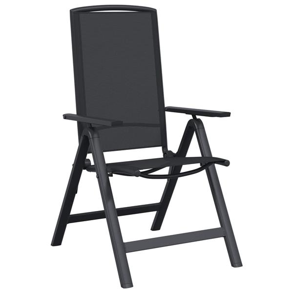 Grote foto vidaxl recliner tuinstoelen 2 pcs zwart 58 x 71 x 112 cm textileen tuin en terras tuinmeubelen