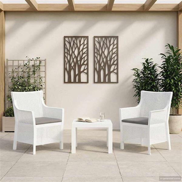 Grote foto vidaxl loungeset met kussen 3 pcs wit pp tuin en terras tuinmeubelen