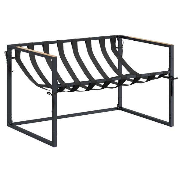 Grote foto vidaxl tuinbankenset zwart en anthraciet staal tuin en terras tuinmeubelen