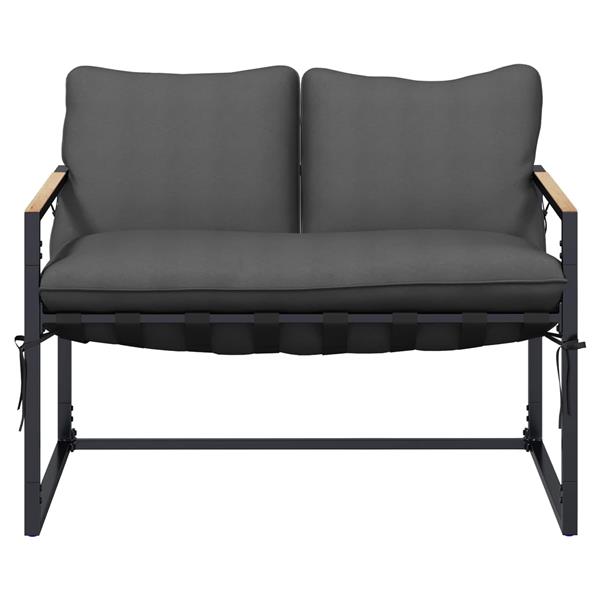 Grote foto vidaxl tuinbankenset zwart en anthraciet staal tuin en terras tuinmeubelen