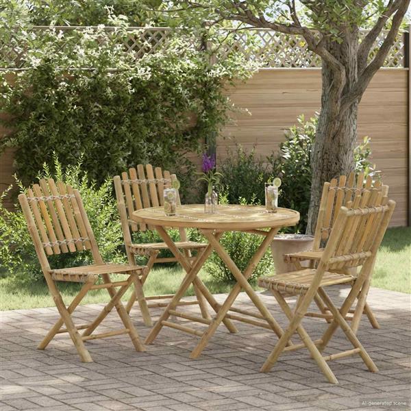 Grote foto vidaxl tuinstoel 4 pcs naturel 42 x 53 x 90 cm bamboe tuin en terras tuinmeubelen