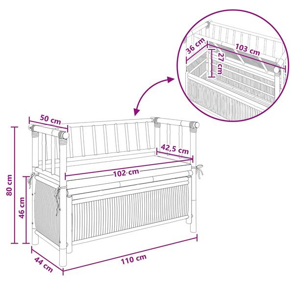 Grote foto vidaxl tuinkast bank naturel 110 x 47 x 80 cm bamboe tuin en terras tuinmeubelen