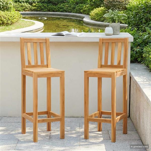 Grote foto vidaxl barkruk 2 pcs onbehandeld 35 x 45 x 110 cm massief teakhout tuin en terras tuinmeubelen